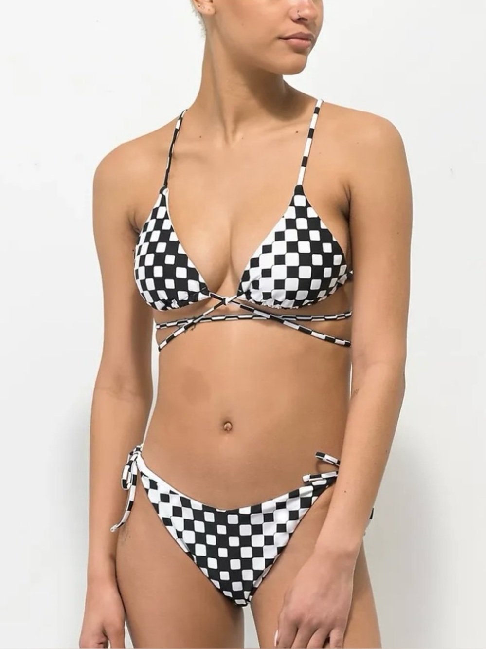 Rare 2024 Trillium Raven Black & White Checkered Bikini Set